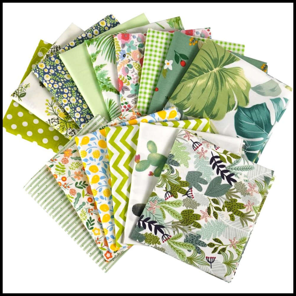15pc Cotton Fabric Squares Floral Precut Fat Quarters Quilting Sewing DIY